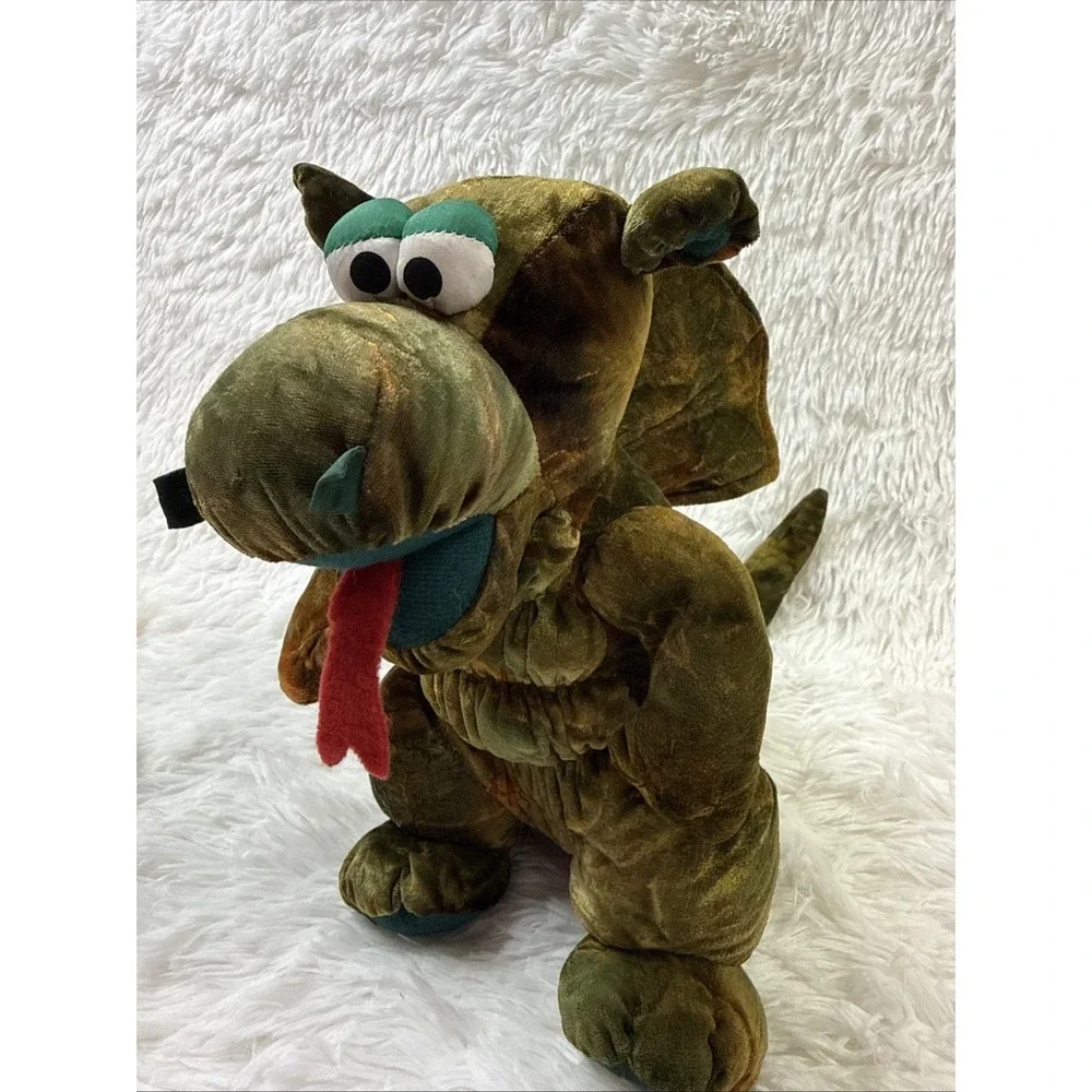 Vintage 1990s Chosun Tie Dye Dragon Plush Squeaky Honking Dinosaur 12